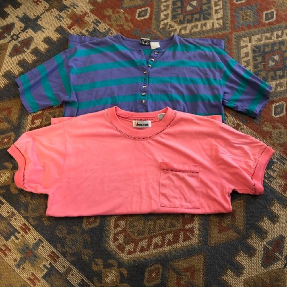 🔴 Vintage 90’s t-shirt bundle, striped and pink